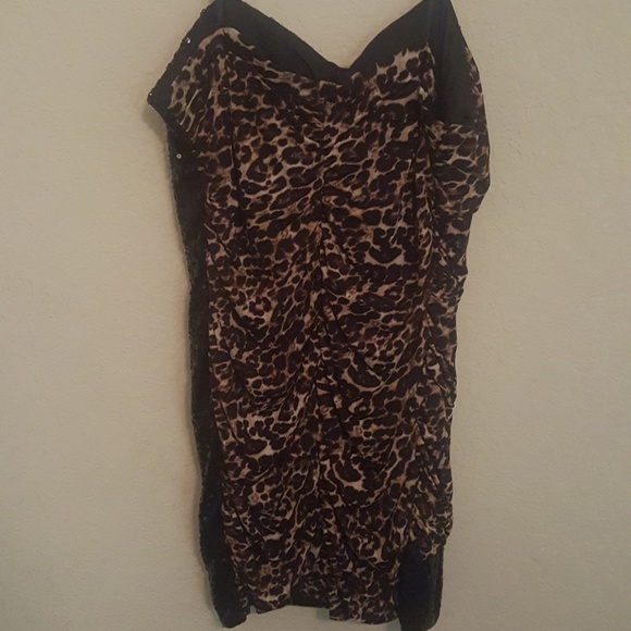Leopard print sequin strapless dress - Picture 2 of 3